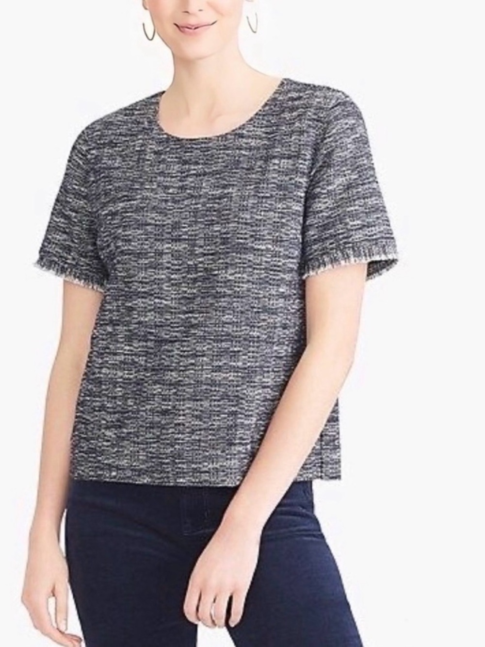 J Crew Women’s Tweed Top Short Sleeves Size XL